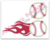 No 872 Applique Baseball or Softball with Flames Machine Embroidery Designs