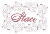 Font used to spell "Staci" is not available for sale.