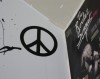 Peace Sign cut on indoor grade vinyl and applied on a wall.
