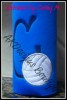 Customer stitched example on a koozie with white cotton applique fabric.