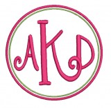 No 1345 Swirly 3 Letter Monogram Machine Embroidery Designs for 4x4 Hoop