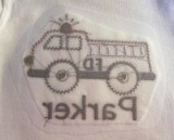 After application - nicely protected/covered stitches on the back of a t-shirt - very silky, smooth texture for infant and toddlers skin.