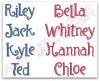 Examples of how the names look once the letters are combined.