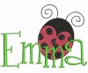 Above our AKD #99 Fun Font was used to spell "Emma" with the Large Ladybug