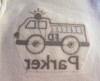 After application - nicely protected/covered stitches on the back of a t-shirt - very silky, smooth texture for infant and toddlers skin.
