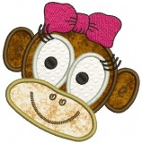 No 847 Applique Girly Monkey Face Machine Embroidery Designs 