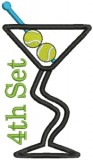 No 454 Tennis Martini with Curved Stem Embroidery Designs