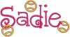 Example above was made with the our #340 Doodle Font set to spell Sadie and our large tennis balls with outline from this set.