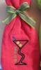 Hot Pink towel without grommets stitched with our #454 Tennis Martini with curved stem embroidery designs
