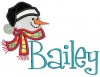 Picture 3" Applique Snowman with our #48 Fun Font to spell "Bailey" - Font is not included in this set.