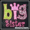 Example stitched by Cindi H. - she used a Curlz font [like our CurlyQue Font] for "sister".