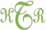 No 335 Classic Script 3 Letter Monogram Machine Embroidery Designs 2 inch and 4 inch high