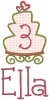 #3 Ella  - LG cake w/LG heart add-ons & #353 Doodle Font [the #3 was reduced by 15%]