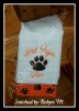 Customer stitched example on a burp cloth using our Lara Font to spell "Lil Tiger Fan".