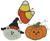 No 84 Halloween Embroidery Designs CAT Pumpkin Candy Corn 