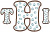 T and I are from this set [#372] and the H is from our #374 Polka Dot Font 4”set.