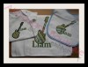 Onesie, Burp and Bib set that shows a mixture of the Satin and Zig Zag Stitch Guitars and our Baby Blue Font [sold separately]