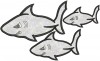 Picture of all 3 Applique Sharks included in this set