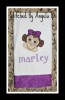 Stitched example from customer with lowercase letters to spell "marley" from our #311 Swirly Dots Font.