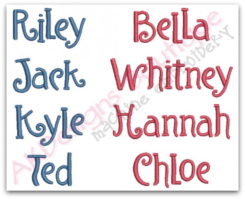 Examples of how the names look once the letters are combined.